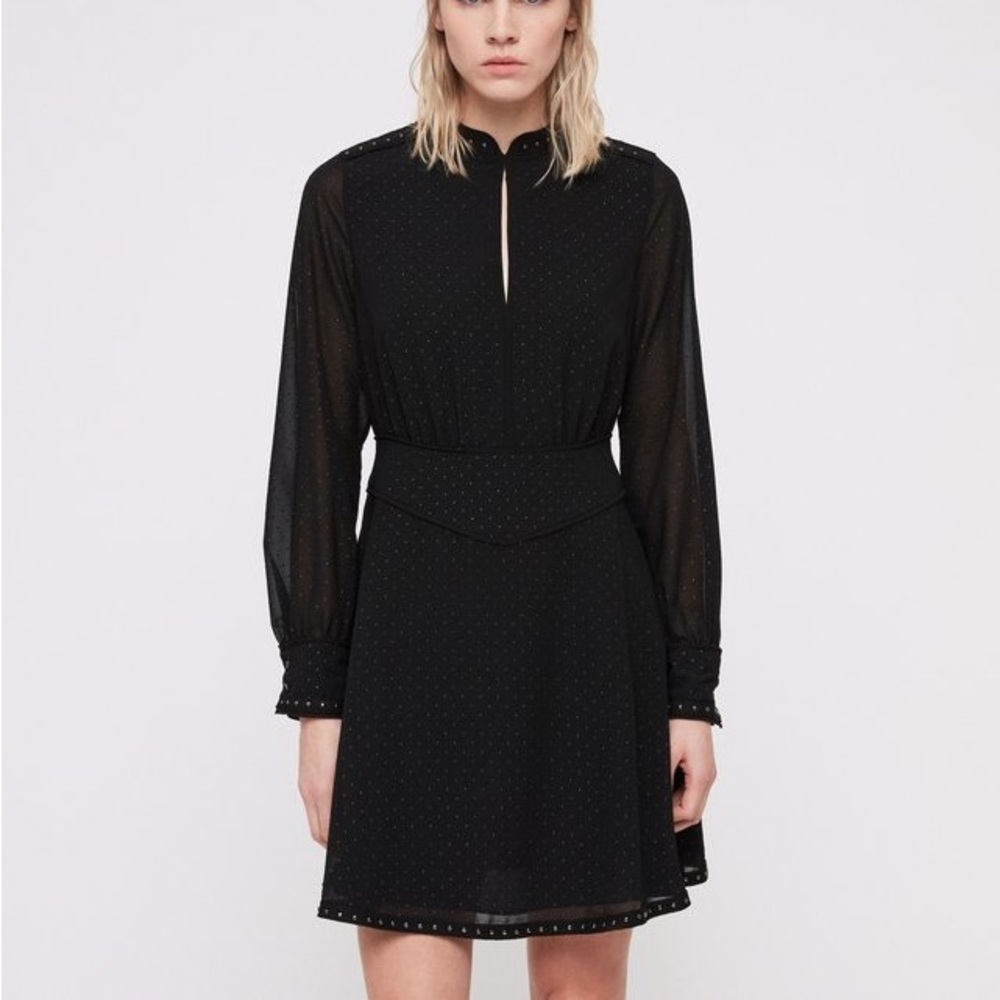 All Saints black studded Kay dress
